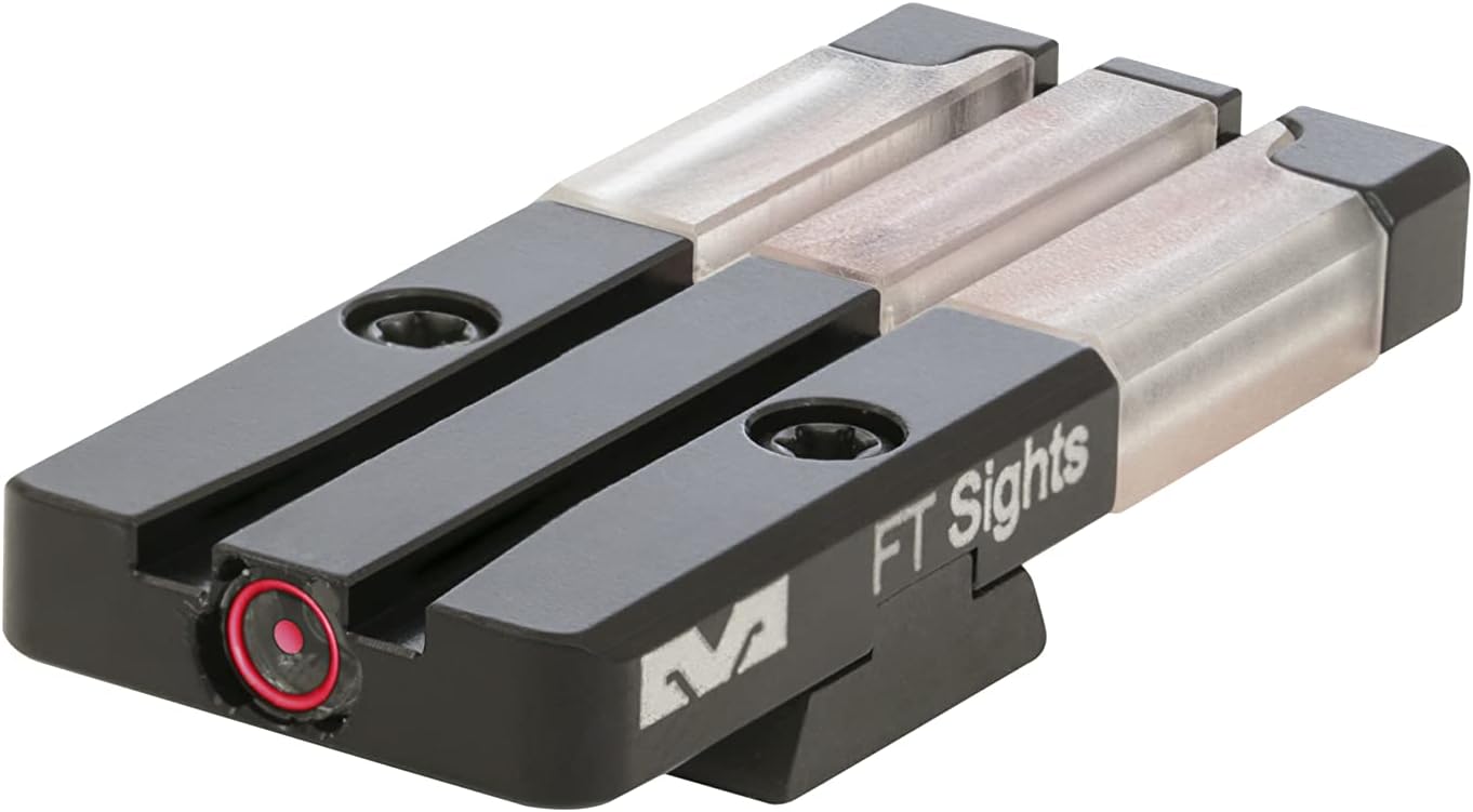 Meprolight Mepro FT Green Bullseye Rear Sight - Fiber-Optic Day/Night Sight, Tritium Powered Pistol Optic, No Battery Required, Fits Most Holsters