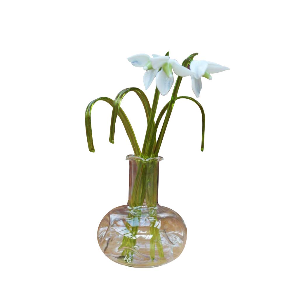 Parmy Artificial Flowers (Daffodils, Poppies, etc) in a Glass Vase Ornament | A Beautiful Home Decor and Gift for Special Occasions Including Mother’s Day, Birthday and Christmas, etc (Snowdrop)