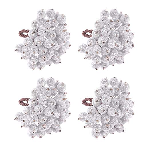 TUPARKA 160pcs Silber Frosted Fruit Berry Holly Weihnachtsblumen...