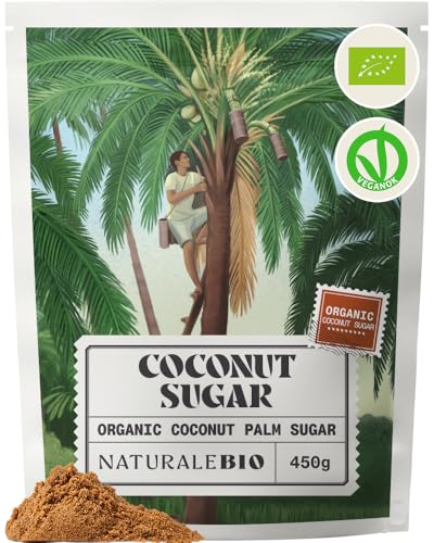 NaturaleBio Coconut Sugar Organic 450g. Natural Chemical-Free Unrefined Sweetener. Low Glycemic Index. Nutritious Brown Sugar Alternative From The Coconut Palm. Source of Inulin Aids Digestion