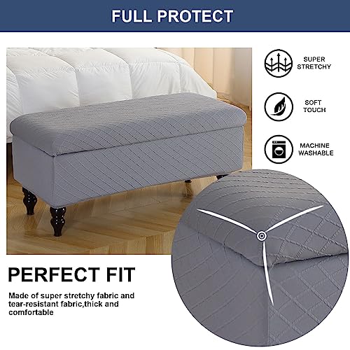 Image of FUANGUI Ottoman Cover Stretch Storage Ottoman Bench Slipcover Printed Folding Storage Bench Ottoman Cover Footrest Stool Slipcover Footstool Protector Cover with Elastic Bottom,Small