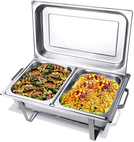 Bc-elec - F433-2 Speisenwärmer Buffetwärmer 2x GN1/2 bain marie mit Deckel, 60x37x29cm