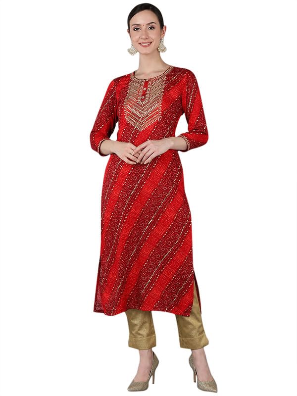 Image of Vaamsi Women's Viscose Rayon Geometric Printed Kurta