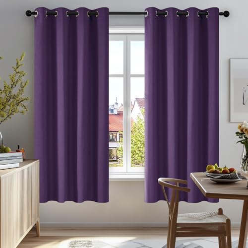 Image of Deconovo Purple Blackout Curtains 52x63 Inch, Soundproof Curtains, Thermal Window Drapes for Bedroom (Puprle Grape, 52Wx63L Inch|2 Panels, Set of 2)