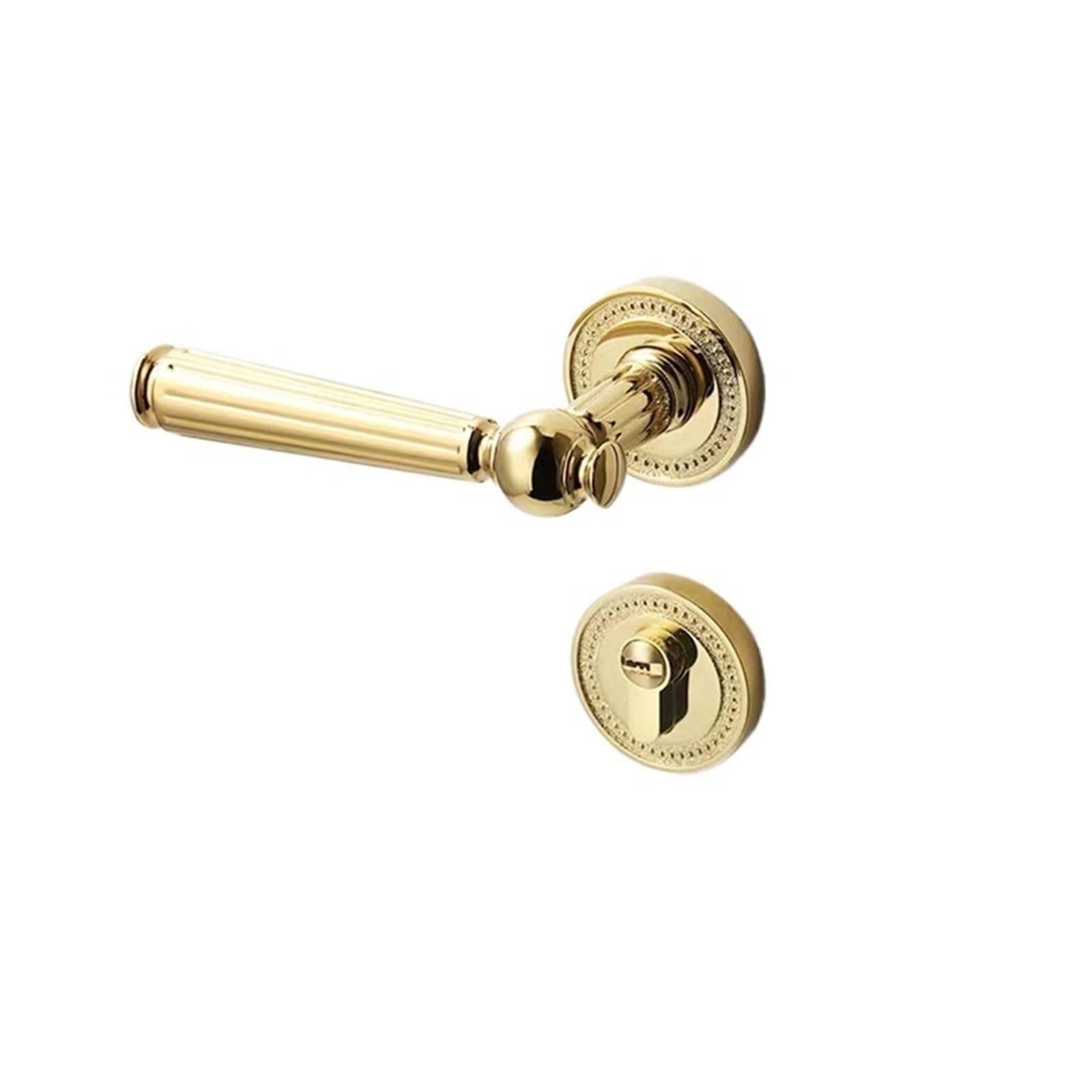 Interior Bedroom Door Lock Gold Room Home Wooden Handle Split Body Mute Magnetic Suction Retro(Mute Lock Body A)