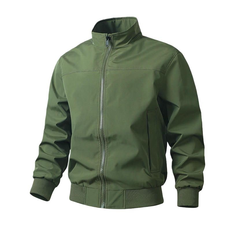 Chaqueta bomber para hombre con cuello alto y acabados de ropa de trabajo clásica 2