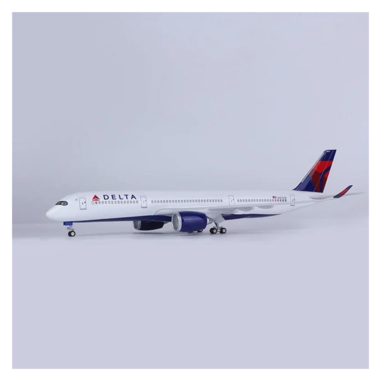 Diecast zabawki samolotowe w skali 1 142 dla A350 Delta Model samolotu zabawka samolot miniaturowy samolot na kolekcjonerską pamiątkę do zbierania i wyświetlania (ze światłem)
