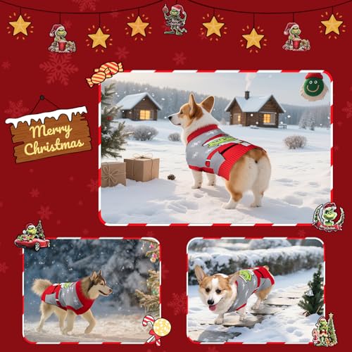 FWLWTWSS Weihnachten Hundepullover, Winter Warmer hundepulli Sweater mit Rollkragen, Geschenke für kleine und mittelgroße Hunde（L）