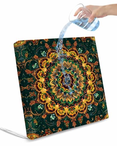 2 Pack Bohemian Flower Waterproof Cushion Covers with Ties, Outdoor Patio Chaise Lounge Chair Seat Cushion Slip Covers Replacement(Only Cover) Colorful Yellow Boho Rustic Tribal 22