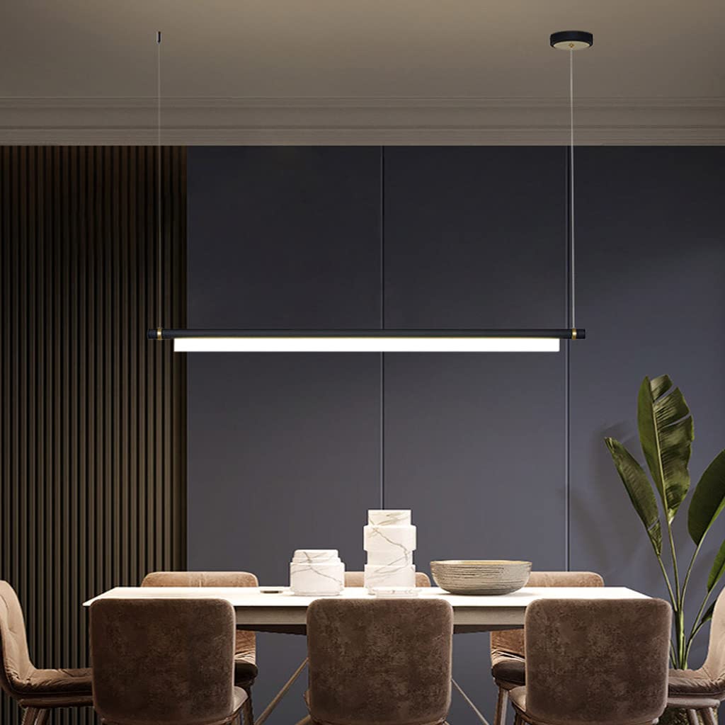 Lampada a sospensione a LED Tavolo da pranzo Striscia Lampada a sospensione Lampada a sospensione regolabile in altezza 6000K Lampadario in metallo a luce bianca Cucina Isola Bar Sala da pranzo