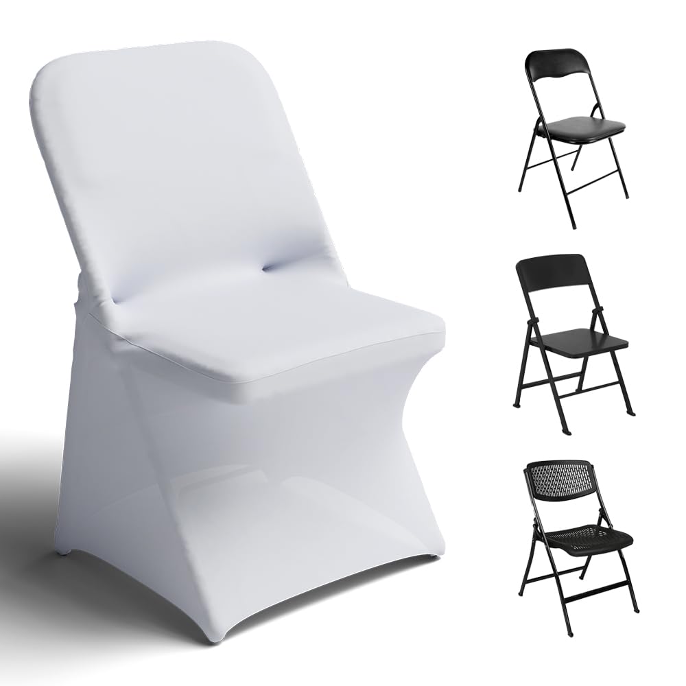 Trlyc White Spandex Chair Covers 12 Pcs for Wedding Party