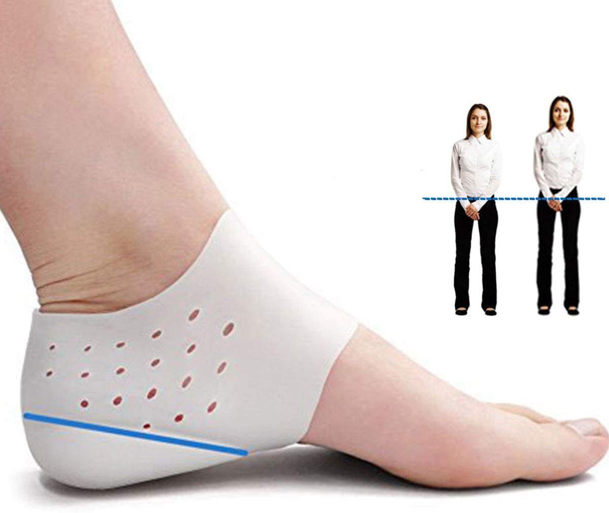 Pedimend silicone altezza aumentare scarpe inserti (2PAIR – 4pcs) | tallone solette | fascite plantare silicone Heel Protector Sock | unisex | Foot Care
