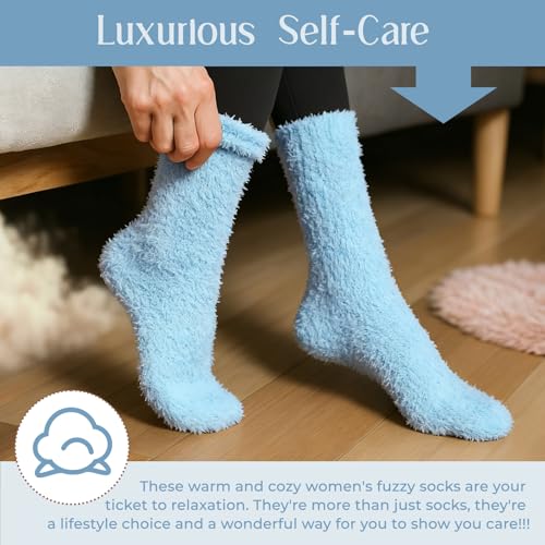 Image of American Trends Coral Fleece Cloud Fuzzy Socks Ultra-Soft Warm Sleep Socks Cozy Unisex Self-Care Gifts Boo Basket Stuffers