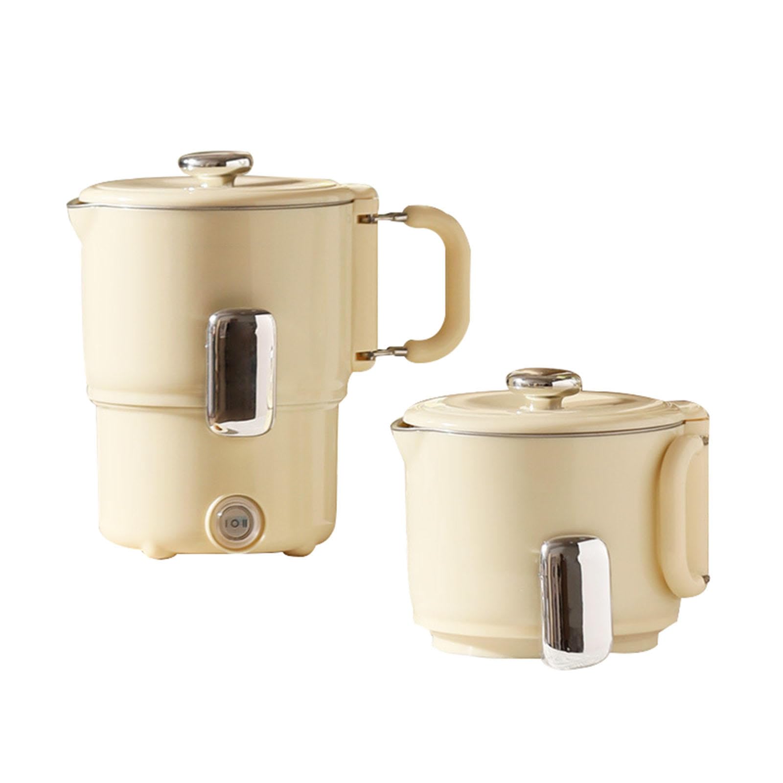 Bollitore Elettrico Pieghevole, Bollitore da Campeggio da 0,8 Litri con 2 Controlli Della Temperatura e Rivestimento, Bollitore da Viaggio Portatile con Mantenimento In Caldo per Interno, 500 W