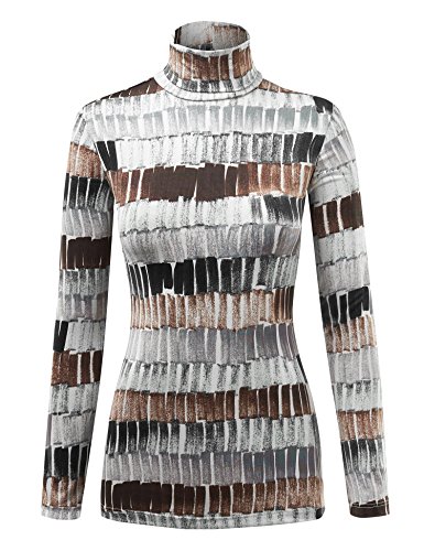 Image of Lock and Love Women's Turtleneck Top Lightweight Long Sleeve Slim Fit Pullover, Soft Rayon Stretch Layering Basic, S-3XL