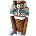 Media Felpa da donna con cappuccio e cappuccio da donna in tinta unita con stampa tribale manica lunga moda dolcevita top donna felpa con zip, Caff, 48