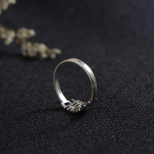 Bague réglable pour femmes en argent S925 rétro - 5
