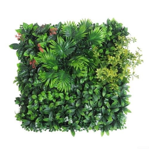Eawfgtuw Artificial Green Plant Wall Panels 50x50cm Plastic Grass Mat Indoor Outdoor Privacy Screen Hedge Fence Background Wall Decor for Garden(2)