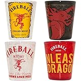 Silver Buffalo Fireball Whisky Logos Plastic Freeze Gel Mini Cups, Set of 4, 1.5-Ounce, 4 Piece Set, Multicolor