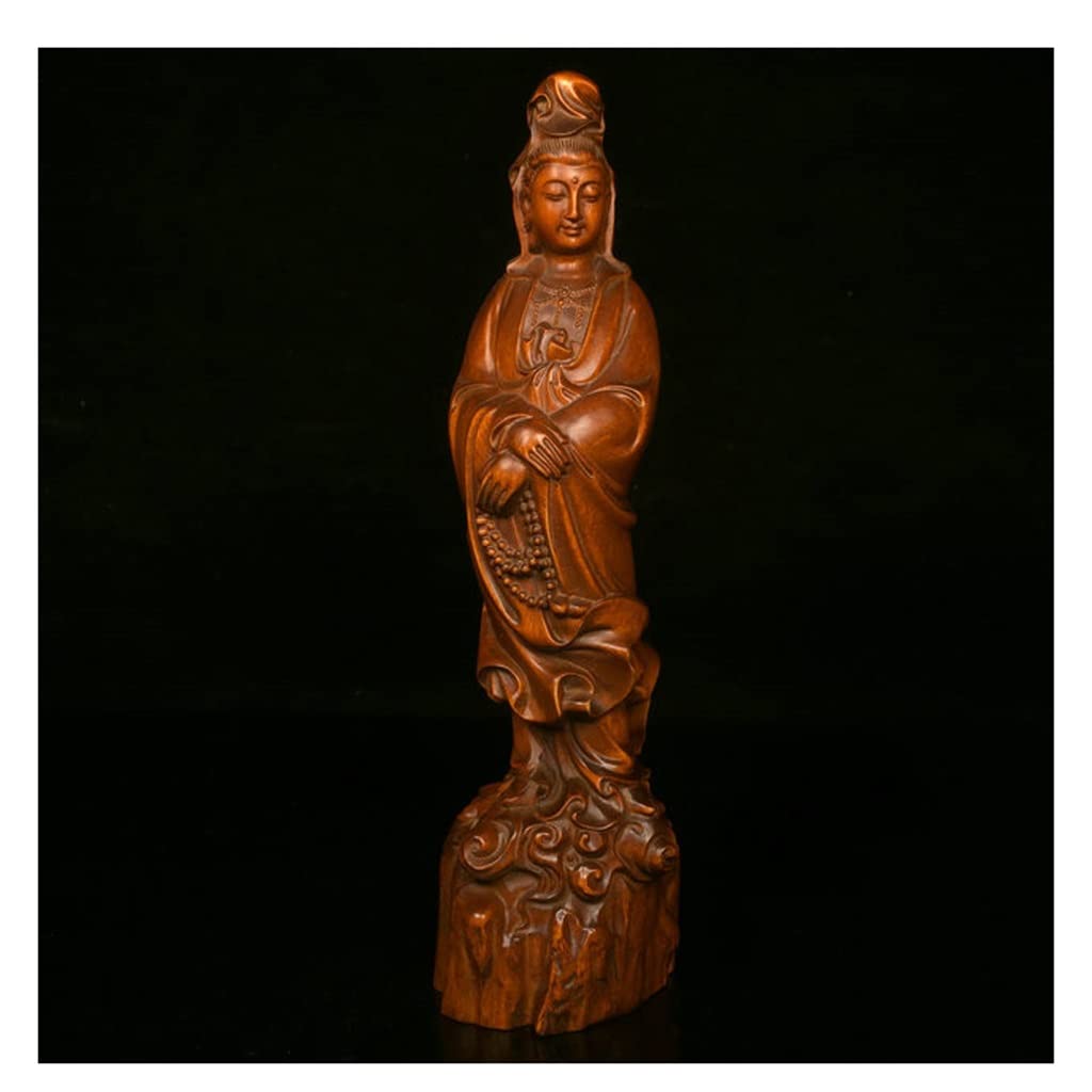 Sculpture sur bois Guanyin et statue bouddha pour décoration salle de bain zen