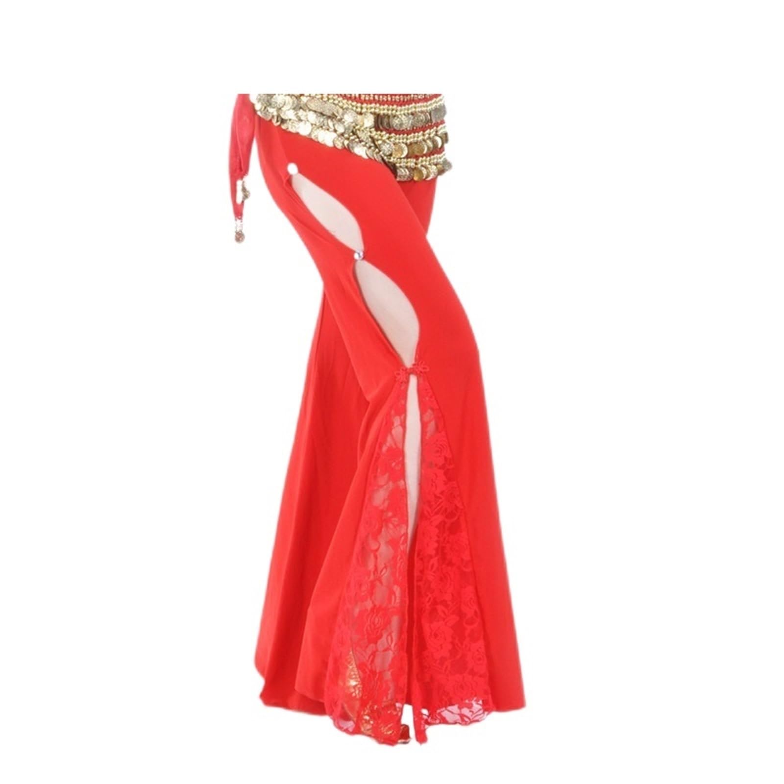 Damen Chiffon Tanzhose Frauen Spitze Floral Ausgestellte Lange Hose Bauchtanz Kleidung Seite Schlitz Design Elastischer Bund Ergänzende Praxis Tragen