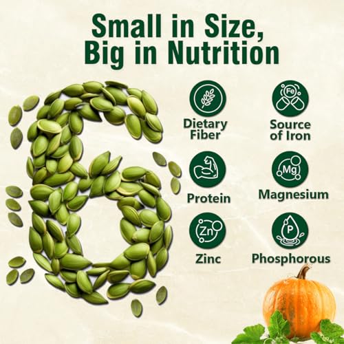 Image of Raghbat Pumpkin Seeds, 500g, Rich in Protein, Dietary Fibre, Magnesium & Phosphorus, Raw & Unroasted Pumpkin Seeds, Source of Iron & Zinc, Handpicked Seeds, Resealable Pack