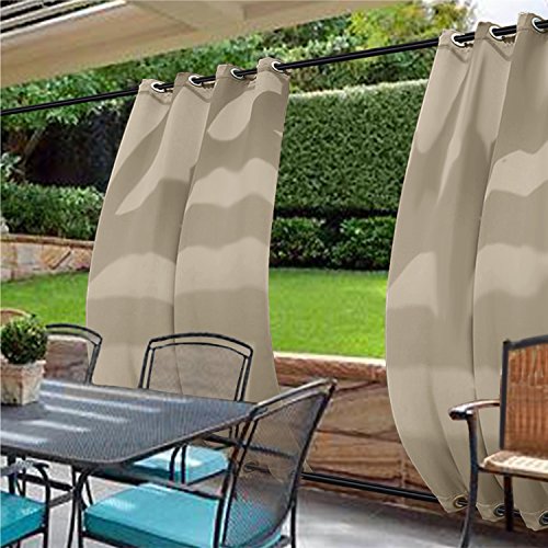 Cololeaf Outdoor Curtains For Patio Extra Wide Waterproof Curtain Panels Grommet At Top And Bottom For Porch, Gazebo, Pergola, Cabana, Dock, Beach Home,Beige 150W X 102L Inch (1 Panel) #TOP18
