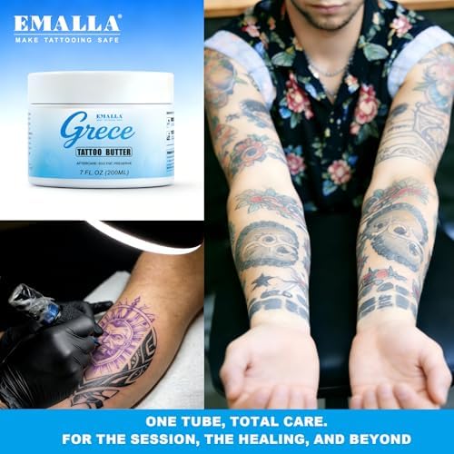 Emalla Grece Tattoo Butter Balm, 7oz Professional Tattoo Aftercare Healing Cream for Color Lock New Tattoos Fast-Absorbing Natural Tattoo Ointment Smooth Glide Moisturizer for Artists Masterpieces — view 8
