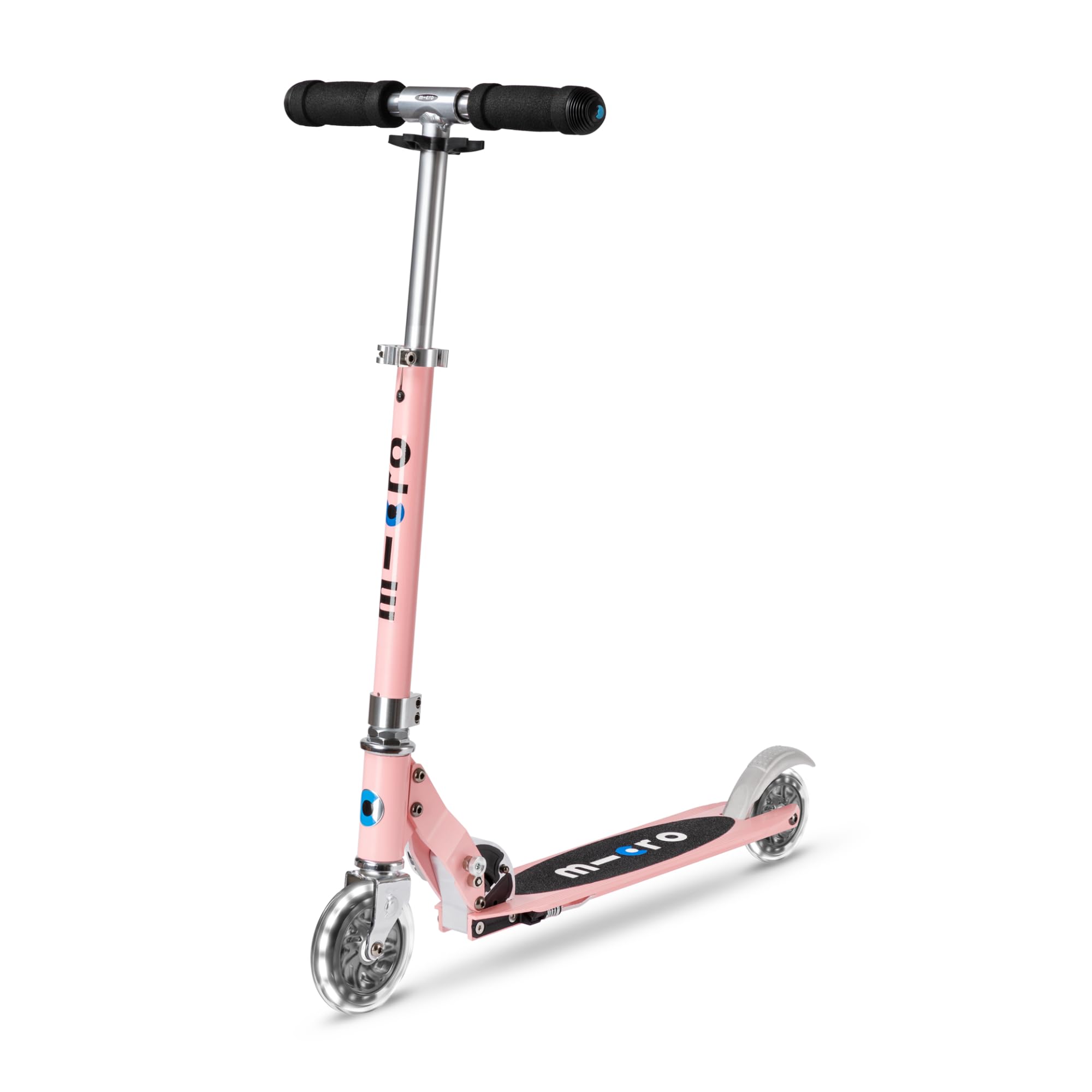 Micro® | Micro Sprite LED Scooter 2 Ruedas Niños | Patinete y Puños Plegables | Ruedas con iluminación LED | Ligero y Regulable en Altura | +5 Años | Niños y Niñas