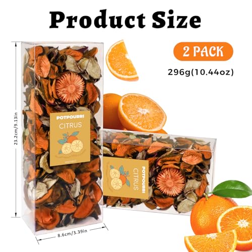SCENTORINI Potpourri Bags, Citrus Scent, Potpourri Vase Filler, 10.44 oz, 2 Pack Home Fragrance Sachet Dried Flower, Bowl Fillers for Home Bathroom Coastal Decor - Thumbnail 2
