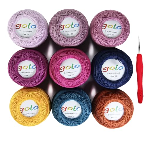 Image of golo Crochet Thread Size 30 Embroidery Thread 10gx9 Crochet Yarn for Hand Knitting 30-9-1