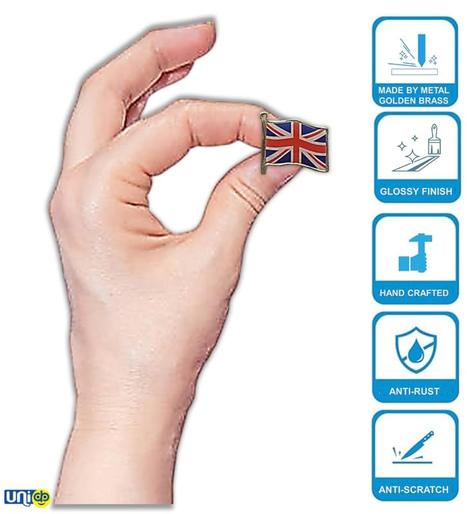 UK Flag Brass Enamel Lapel Pin, Handcrafted Gift