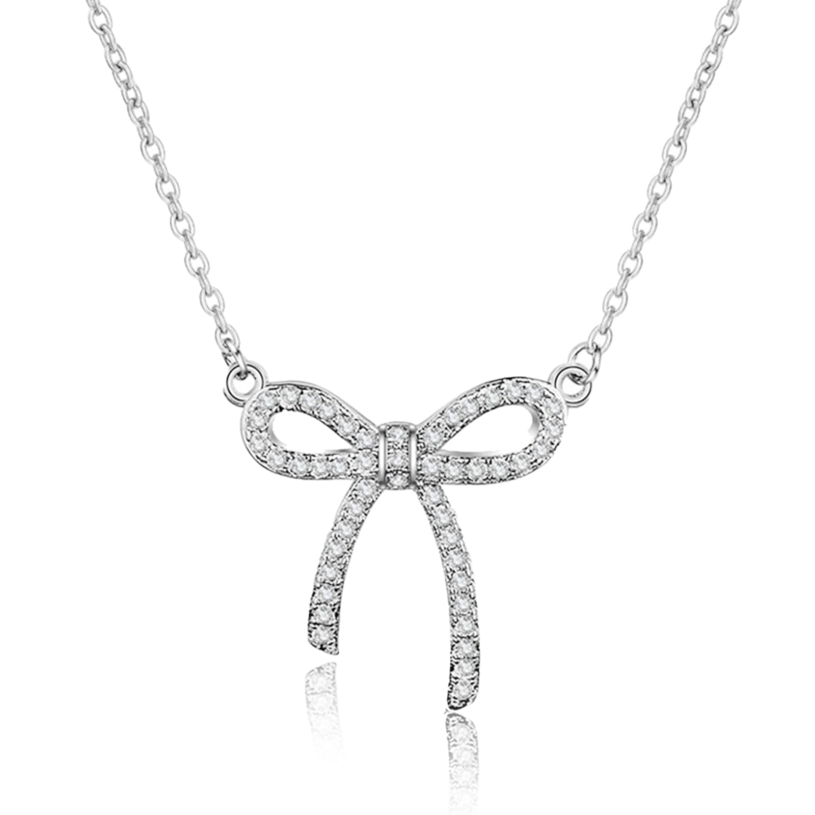 GIGB PBDK Crystal Bowknot Choker Pendant Necklace for Women Teen Girls,14K Gold Rhinestone Bow Necklace Party Prom Fashion Sparkle Holiday Jewelry Gifts