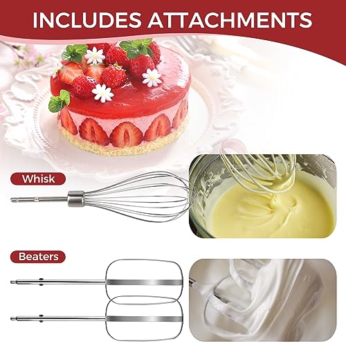 MHCC 5-Speed Electric Hand Mixer with Snap-On Storage Case, Whisk Beaters, 250-Watt-Black