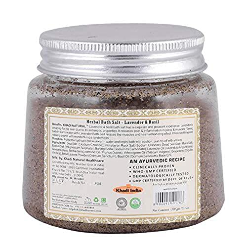Khadi Natural Ayurvedic Lavender Basil Bath Salt|Antiseptic Properties| Soothes irritated skin|Warm water bath|Relaxes muscles| Suitable for all... - Image 4