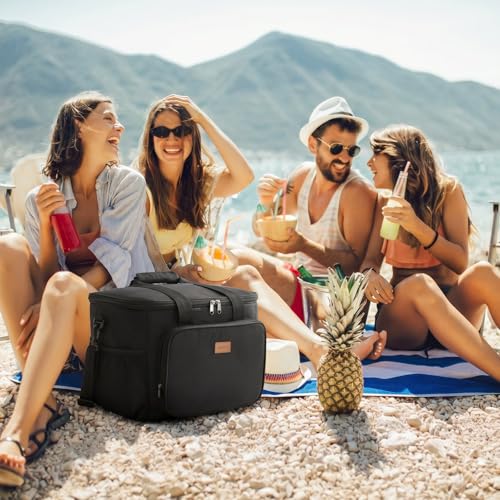 Image of Lifewit Medium Lunch Bag Insulated Lunch Box Soft Cooler Cooling Tote for Adult Men Women, Black 48-Can (33L)