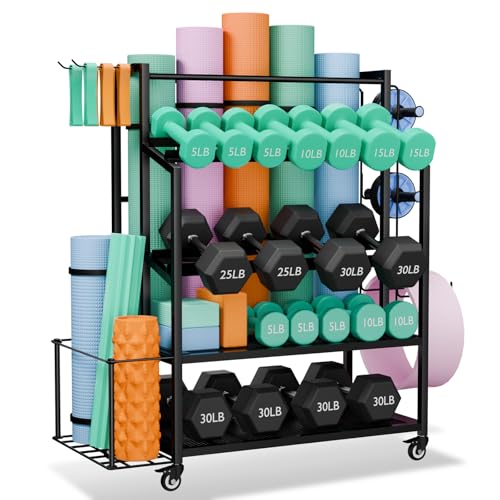 Adjustable Dumbbell Rack with Wheels for Home Gym