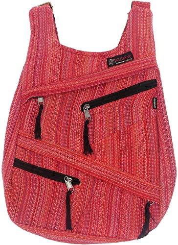 Embrollo Mochila Hippie mujer y hombre. Antirrobo y con múltiples bolsillos con Cremallera. Mochila tela estilo casual etnica Urbana Hipster Nepal (Rojo) Cover