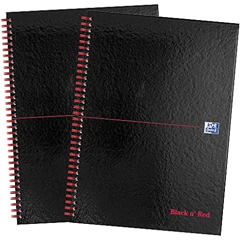 Oxford Black n' Red, A4 Notebook Hardcover, Wirebound, Lined, 140 Page, Pack of 2 Cover