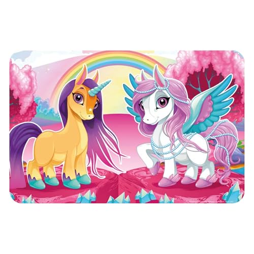 damaloo Set de table pour enfant avec motif licorne - Sets de table pour fille - En plastique - Lavable - 43 x 28 cm - Pour table à manger et loisirs créatifs