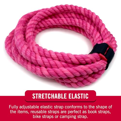 VELCRO Brand VEL-30791-AMS Elastic Cinch Straps with Buckle | 8in x 1in, Pk of 4 | Fully Adjustable and Stretch for Snug Fit | for Fastening Power Cords, Ropes, Organizing Cables, More | Black