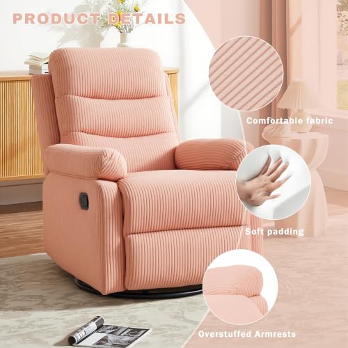 Image of Rocking Recliner Chair,Manual Swivel Nursery Recliner with Corduroy