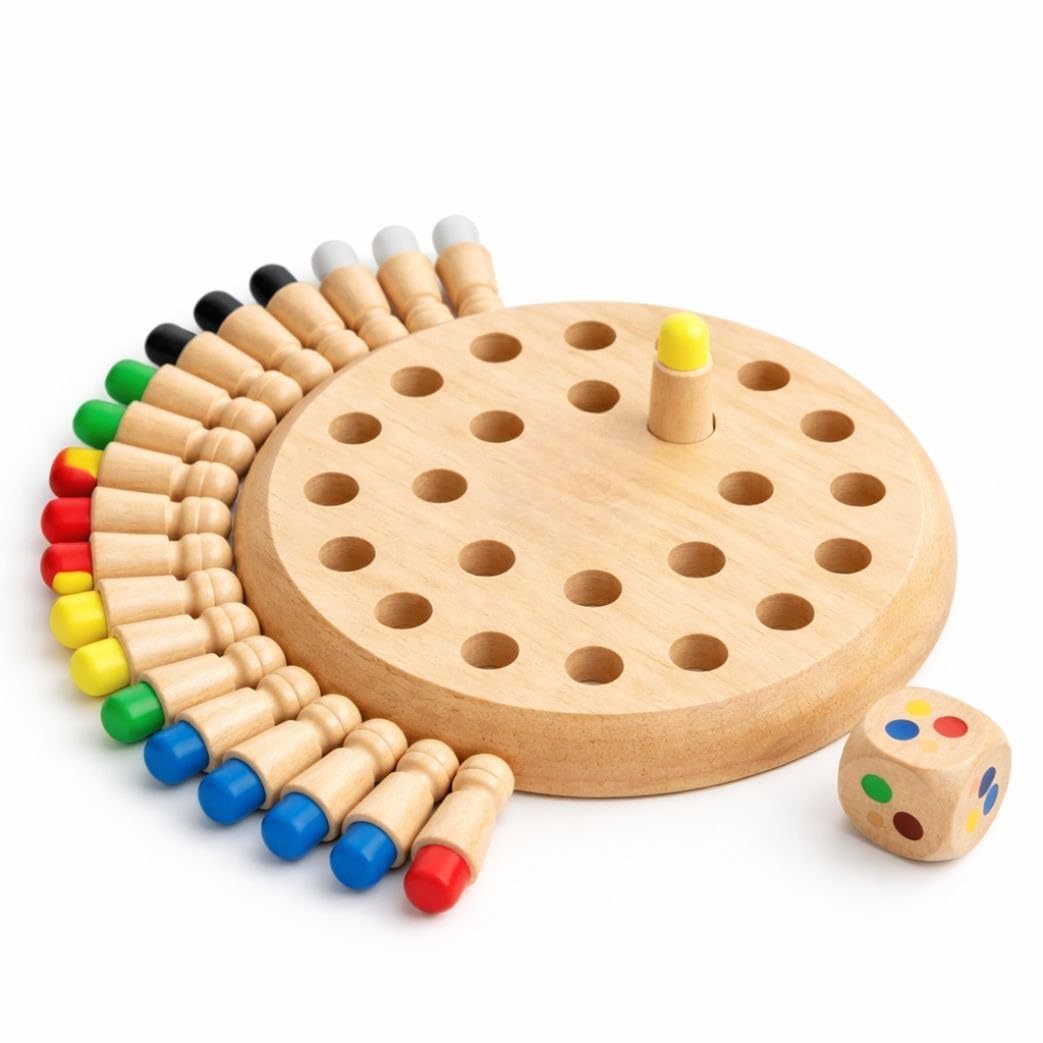 Wooden Educational Toys for Kids | Montessori Learning Toys | Musical Instruments, Brain Games, Stacking & Pretend Play Toys for Boys & Girls Age 3+ Years (Memory Chess)-picture-49