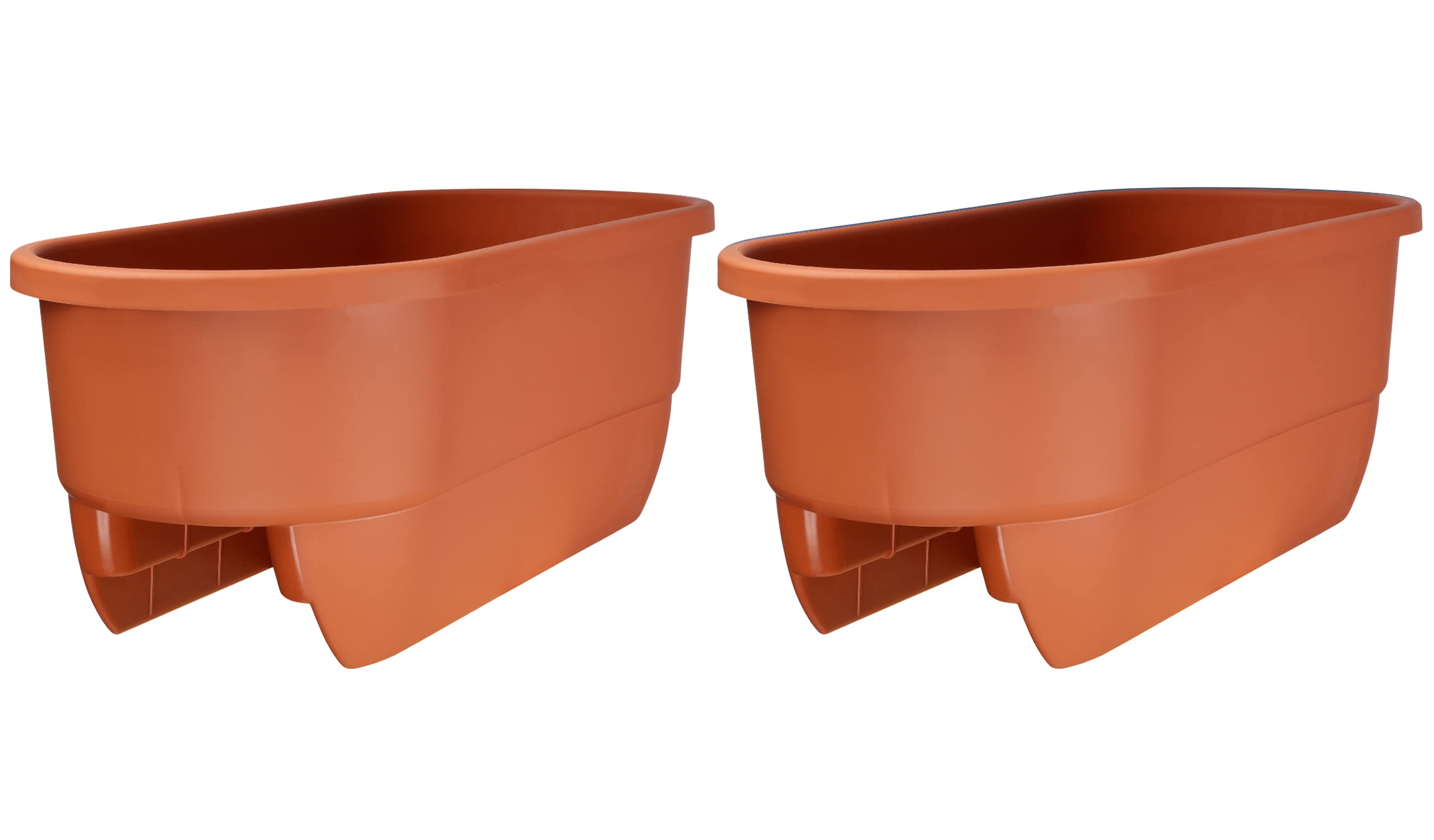 Apollo Exports International24" Dual Deck Railer Planter, Terra Cotta (Set of 2)