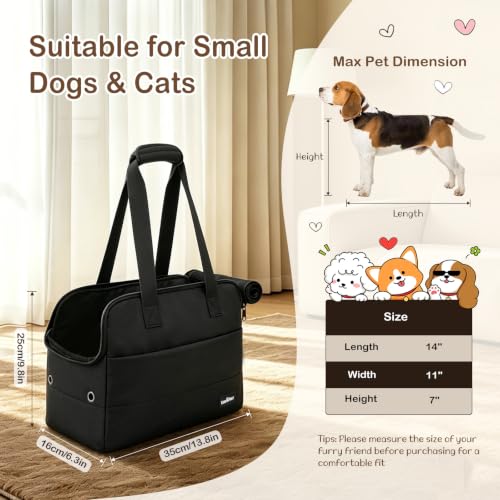 Dog Purse Carrier for Small Dogs, 15"x11"x7.9" Pet Travel Carrier | Breathable Mesh, Safety Hooks, Support Pad, Multi Spacious Pockets, Soft Puppy Carrier for Cats Rabbits, Black - Image 3