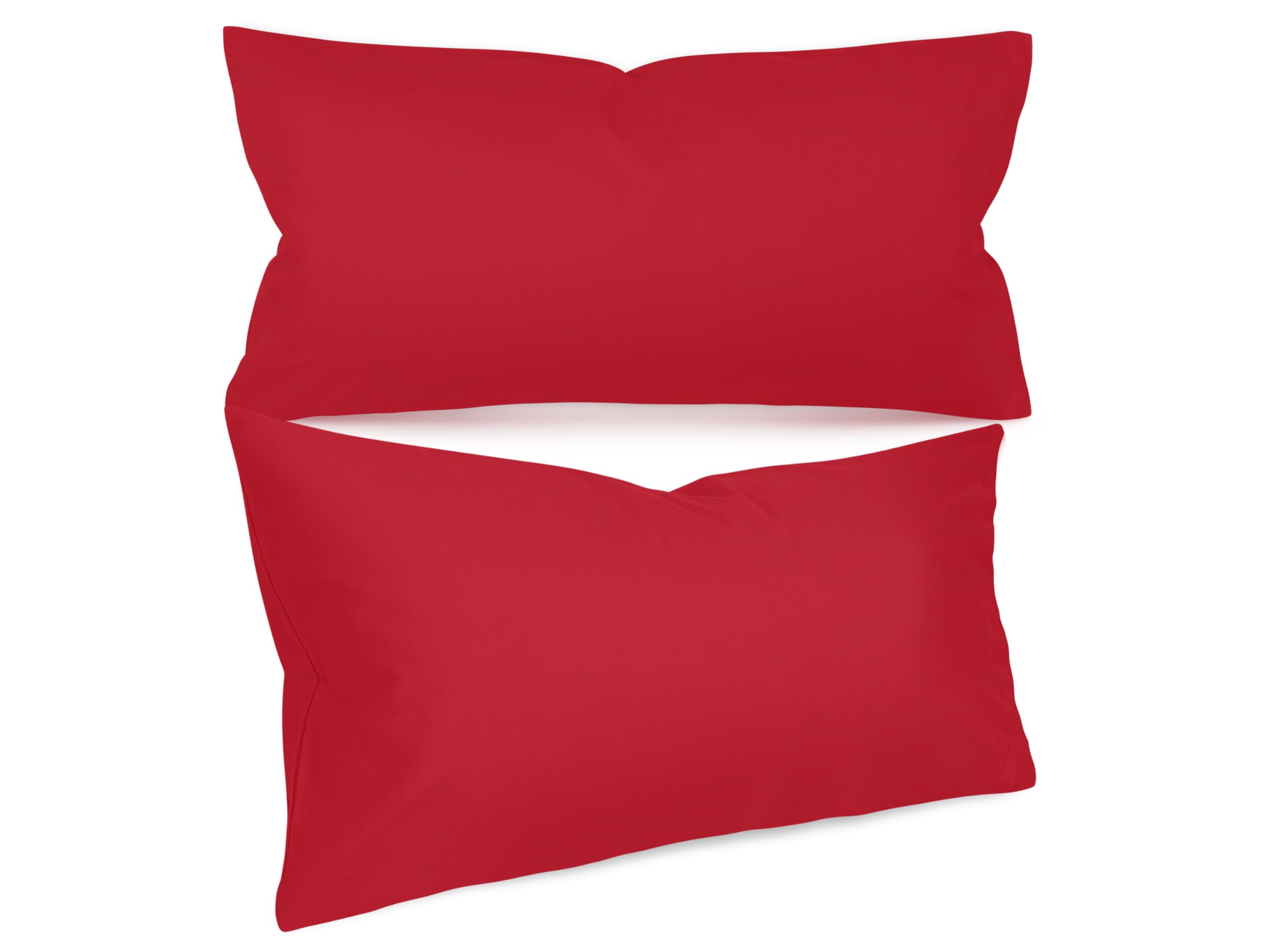 npluseins unifarbene Kissenbezüge im Doppelpack und dezentem Design 1154.1498, ca. 40 x 80 cm, rot