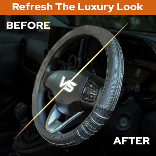 Image of CONTINENTAL [DuraGrip] O Type Large Size Steering Wheel Cover Build with Premium Vegan Leather Anti Slip Steering Cover.
