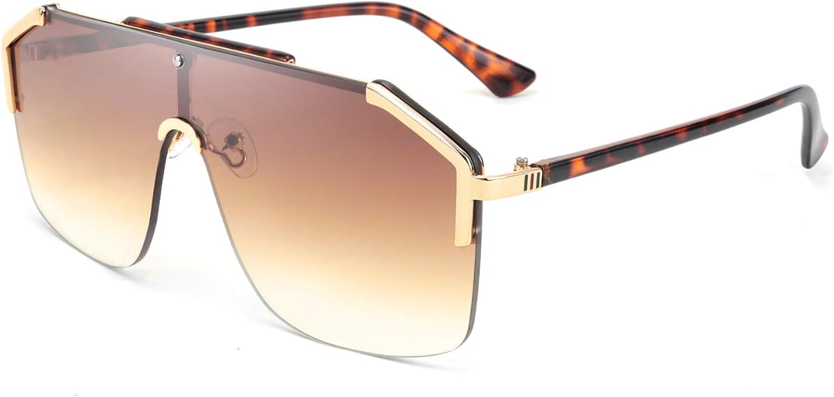 FEISEDY Classic Siamese One Piece Oversized Sunglasses for Women Men B2634