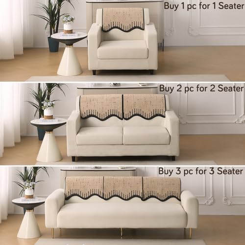 Image of HOKIPO 1 PC Backrest Mat for Sofa Cover | Luxury Supple Soft Wavy Mat with Anti Slip Backing, Brown (AR-6217-BRN)