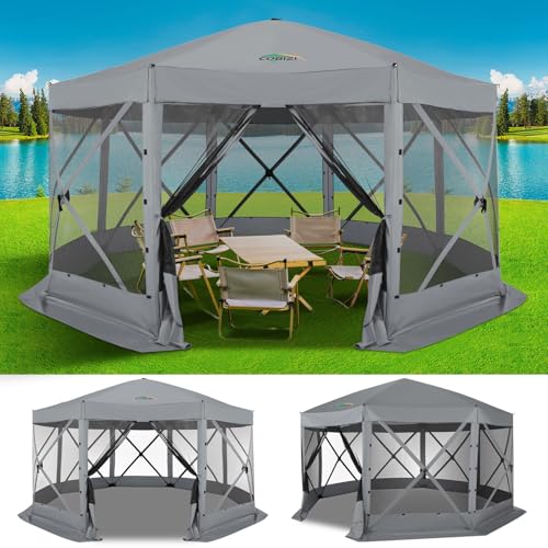 Image of COBIZI 15x15ft Extra Large Pop-Up Gazebo Canopy Tent with Mosquito Netting, Spacious Easy Set-Up Screened Shelter, Durable Outdoor Pavilion with Ground Stakes, Perfect for Patio, Backyard, and Lawn